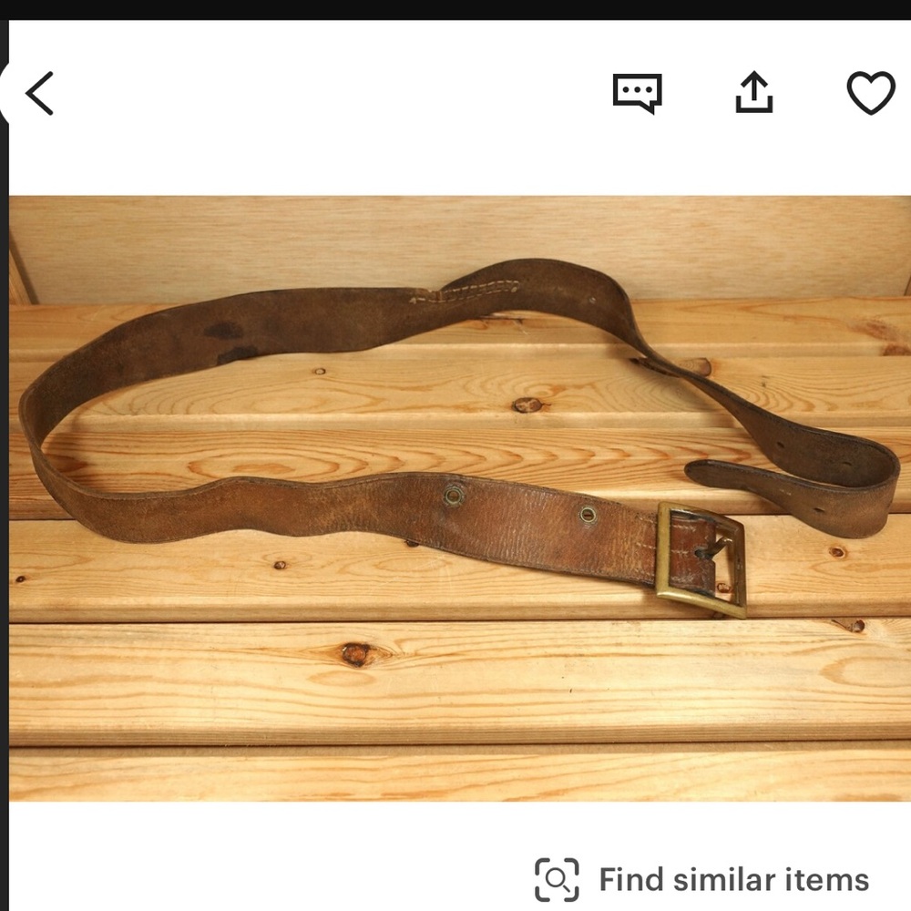 Vintage Rustic Brown Leather Men's Belt Size 47.5 Brass Buckle Country Belt
